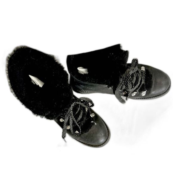 J Crew Leather Shearling Nordic Boot Sz 10 - Picture 5 of 6